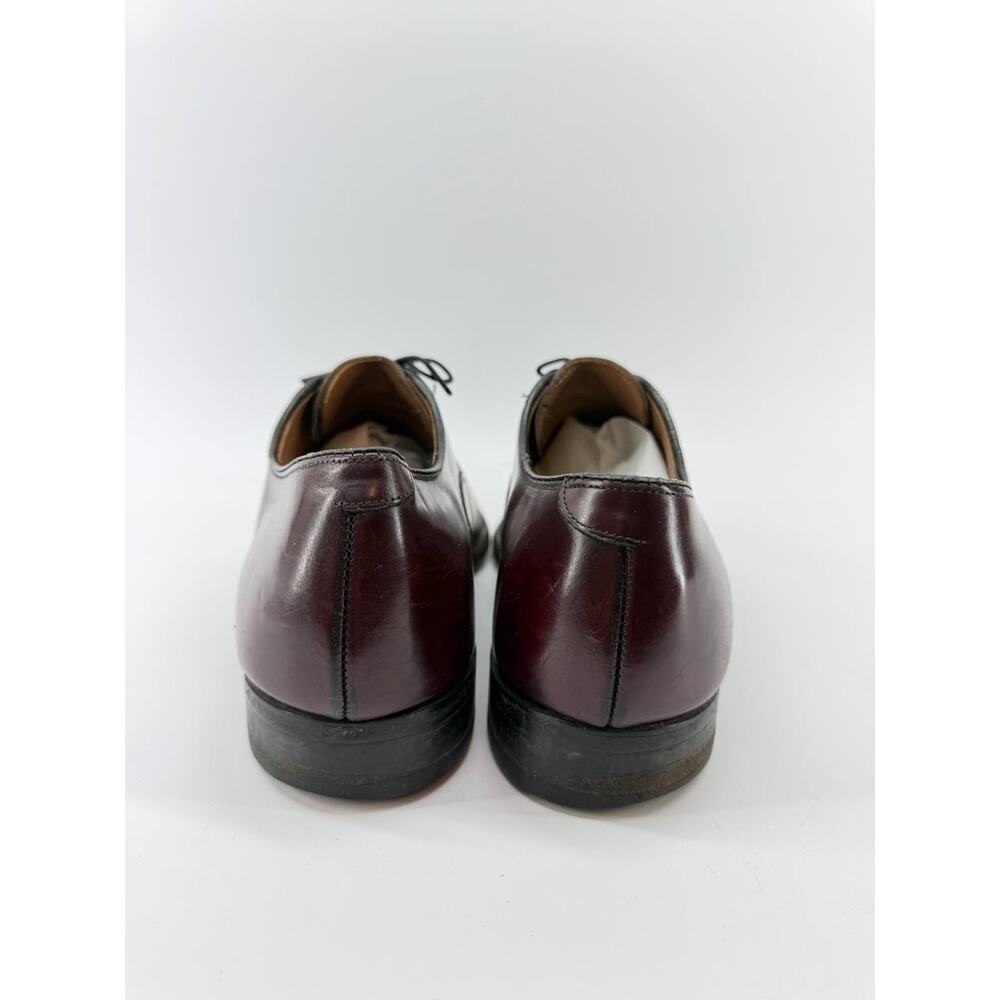 Men’s Burgundy Leather Cap Toe Oxford Dress Shoes Size 6 Made in Italy - Picture 4 of 11